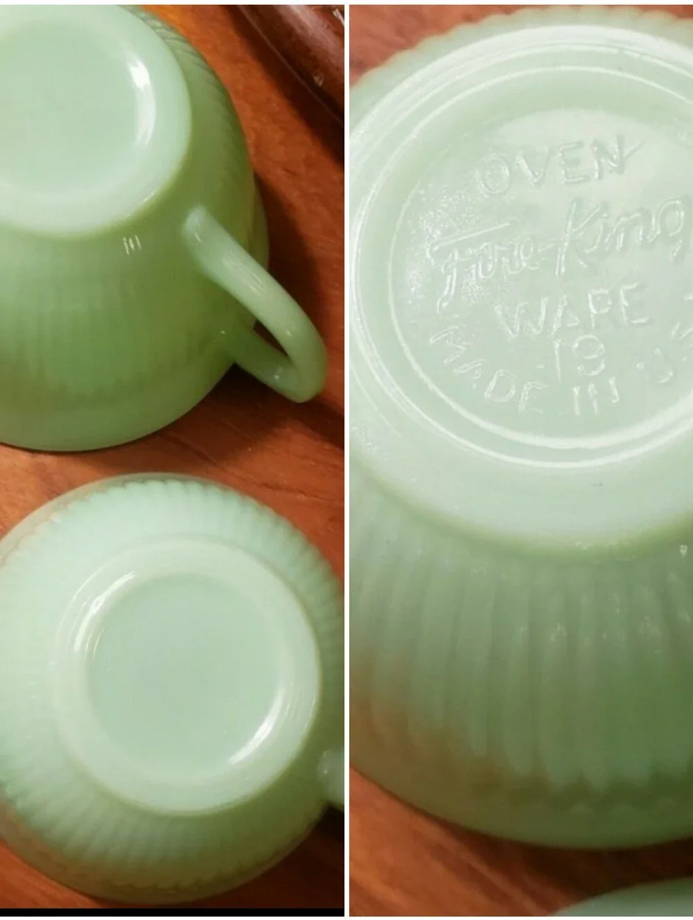 Vintage Ribbed Jadeite Cups